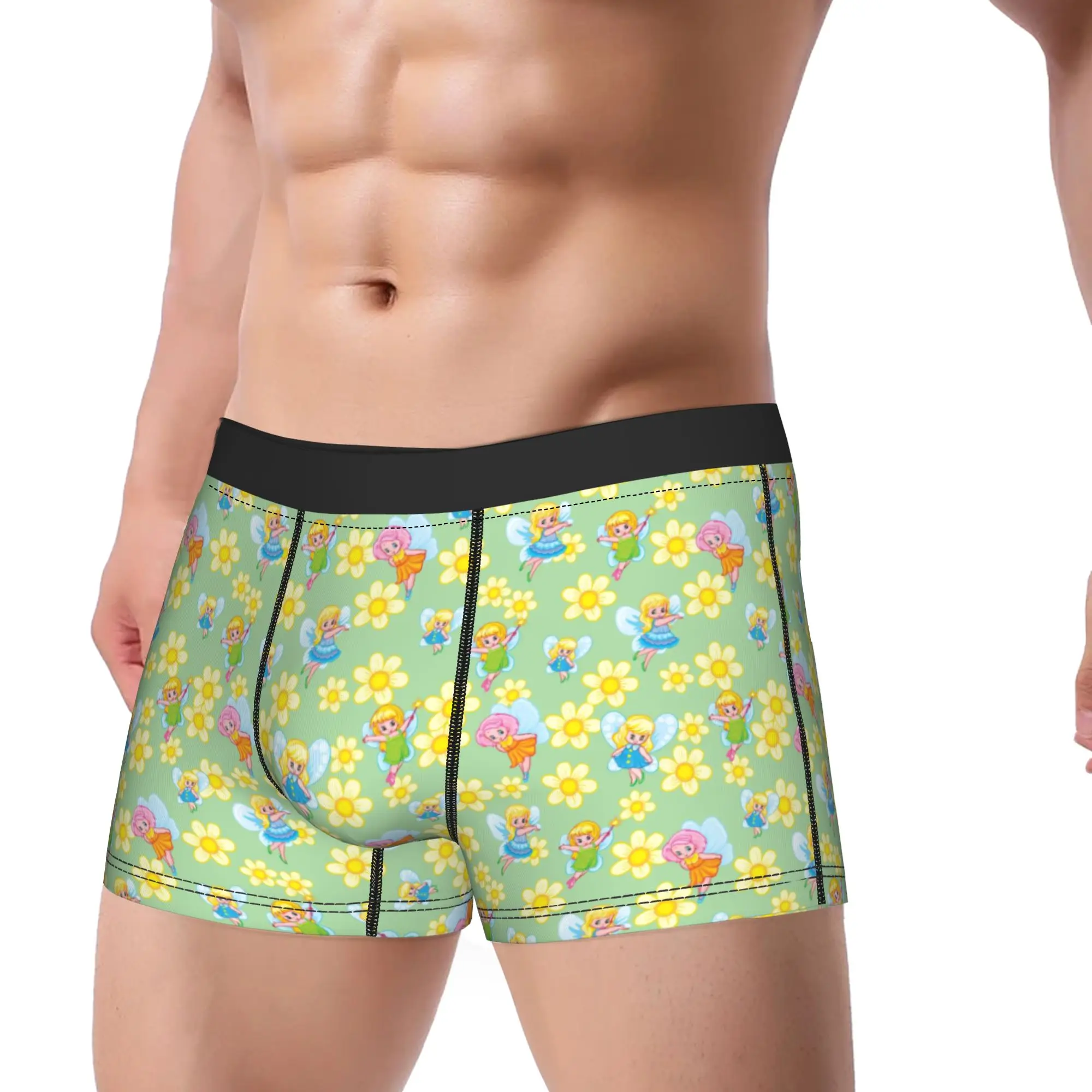 Fairy Flowers Cartoon Underwear  Male Panties Custom Comfortable Trunk High Quality Boxer Brief Big Size 2XL