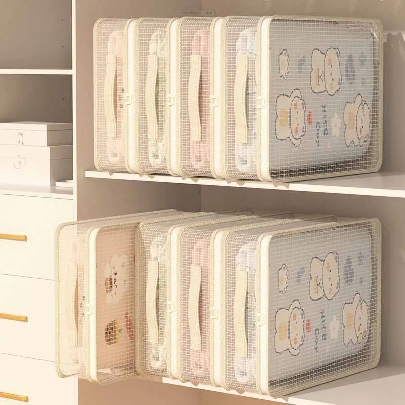 Transparente Bettwäsche-Aufbewahrungstasche, vierteiliges Set, Bettlaken-Organizer-Tasche, Schlafzimmer-Kleiderschrank, Aufbewahrungsbox unter dem Bett