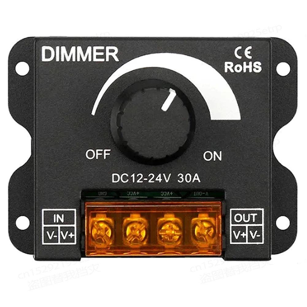 LED Light Strip Dimmer, DC12V-24V 30A PWM Dimming Controller for Dimmer Knob Adjust Brightness ON/Off Switc,Aluminum Dimmer