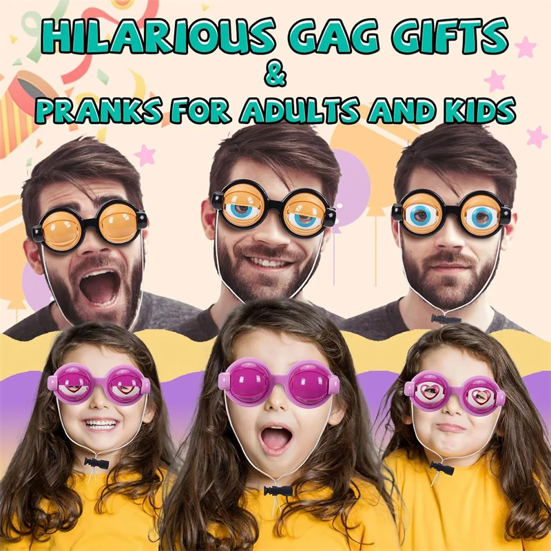 

Novelty Eye Glasses Plastic Crazy Sunglasses for Adults Gag Gifts Silly Crazy Big Eyeball Glasses for Kids Party Accessories