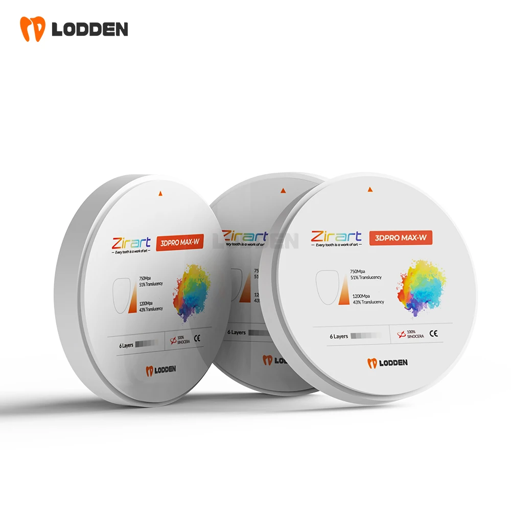 LODDEN 3D PRO MAX-W Стоматологическая лаборатория Блоки из белого циркония 98 мм CAD CAM с окраской Жидкие стоматологические материалы для протезов VITA16 и VITA26