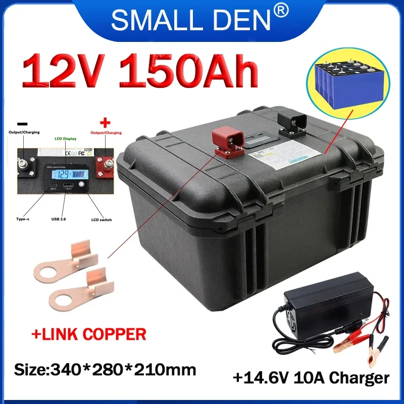 12V 80Ah 90Ah 100Ah 150Ah LiFePO4 Battery Pack Built-in100A BMS1200W motor For12.8V Power Supply Electric Boat RV Inverter Solar