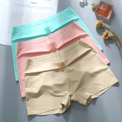 Ropa interior sin costuras de seda de hielo para mujer, bóxer de algodón con entrepierna, pantalones cortos, cuatro esquinas, sección delgada de verano