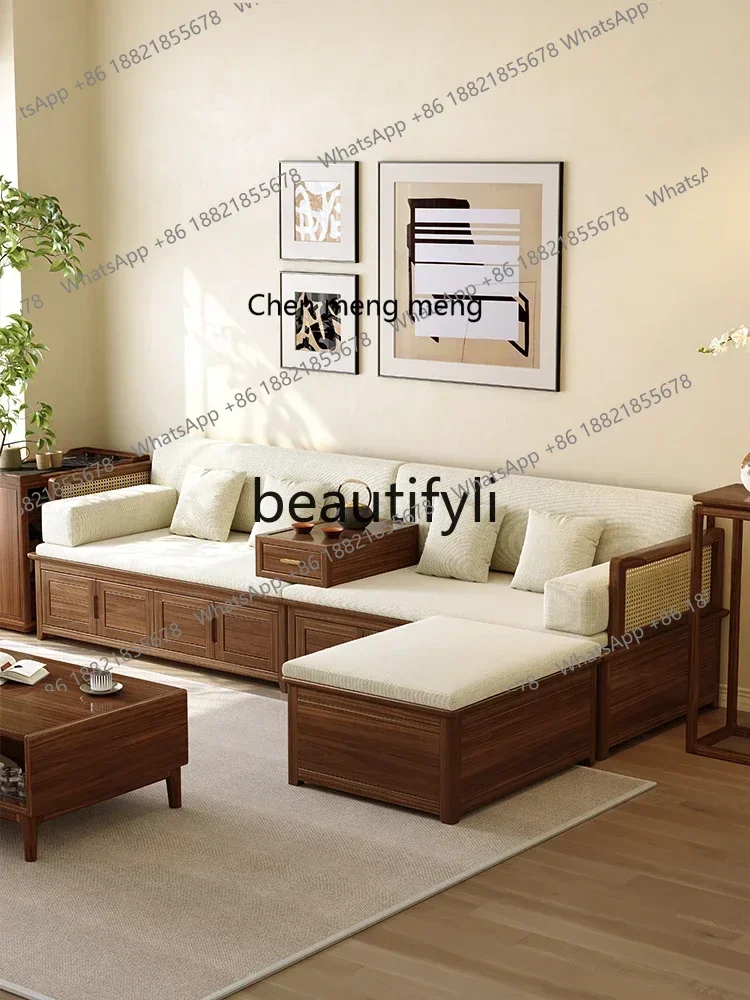 D178 New Chinese-style all-solid wood Arhat bed, black walnut sofa, bed bed, storage box, modern and simple