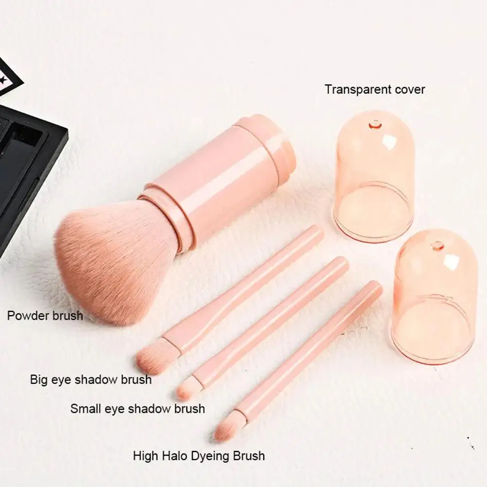 4 In 1 Telescopic Makeup Brush Portable Travel Makeup Brushes Set 4pcs Eyeshadow Loose Powder Mini Makeup Brush Beauty Tool