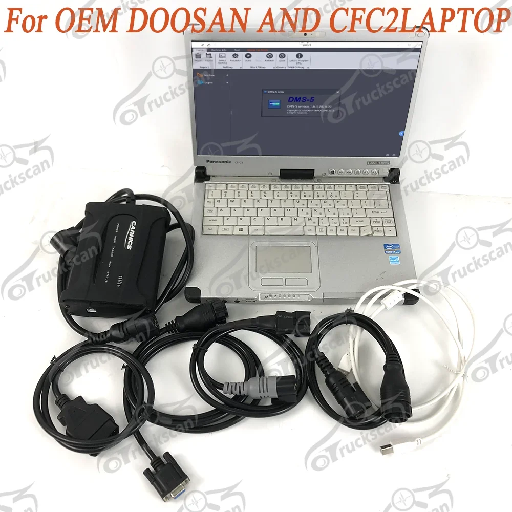 

2024 Truck Diagnosis Scanner for Doosan Diagnostic Forklift Excavator Loader Tool Heavy Duty with Toughbook CFC2Laptop