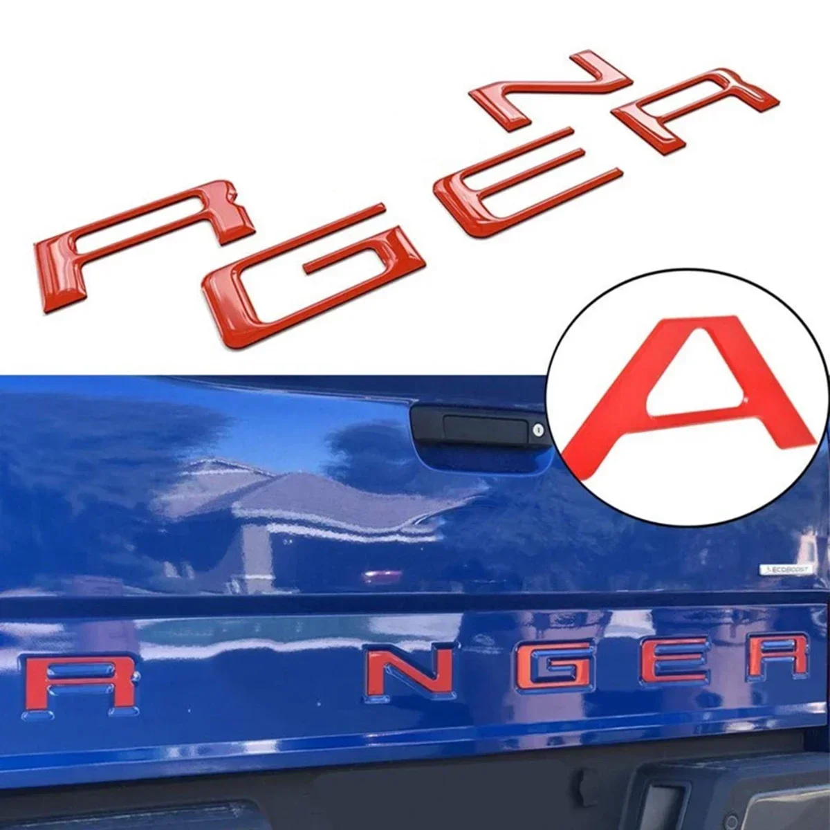 Car Tailgate Inserts Letters 3D Raised Rear Emblems Decal Stickers Adhesive For Ford Ranger 2019 2020 Truck Decor Accessories