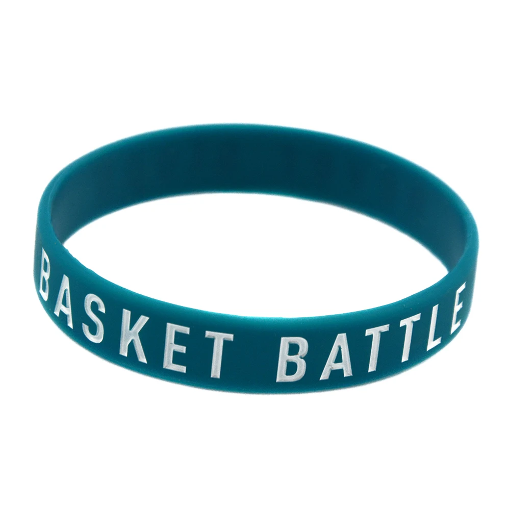 50 Pcs Basket Battle Never Stops Silicone Wristband Sport Bangle Friendship Gift Bracelet