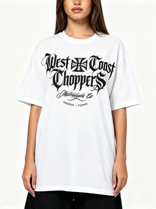 2026 Vintage West Coast Choppers T Shirt Men Women Retro Gothic Font Print Tees Loose Oversized Short Sleeve T-shirt Biker