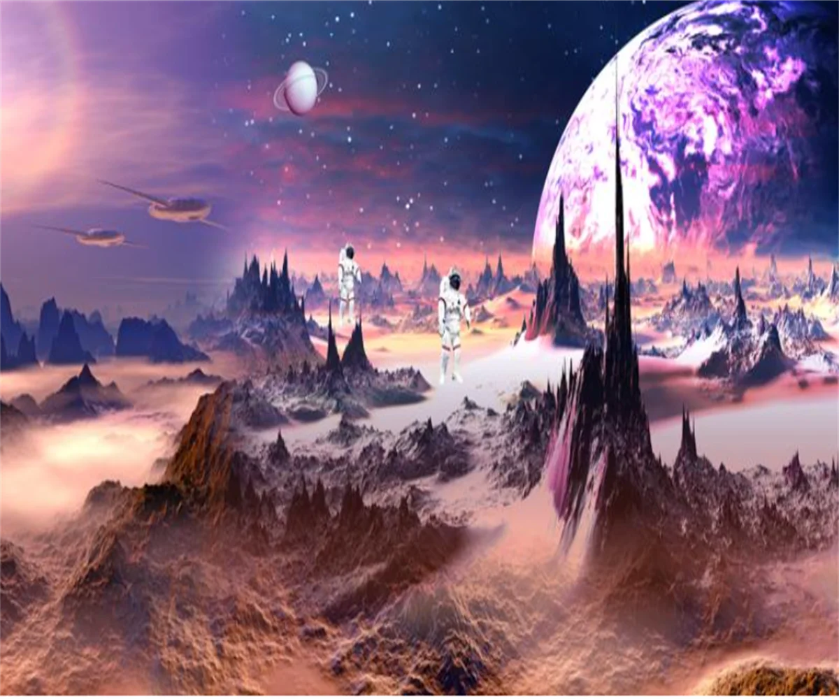Customized Size Mural Space Planet Magic World Mural Home Decoration Children's Science Fiction Castle Decoration 3d wallpaper