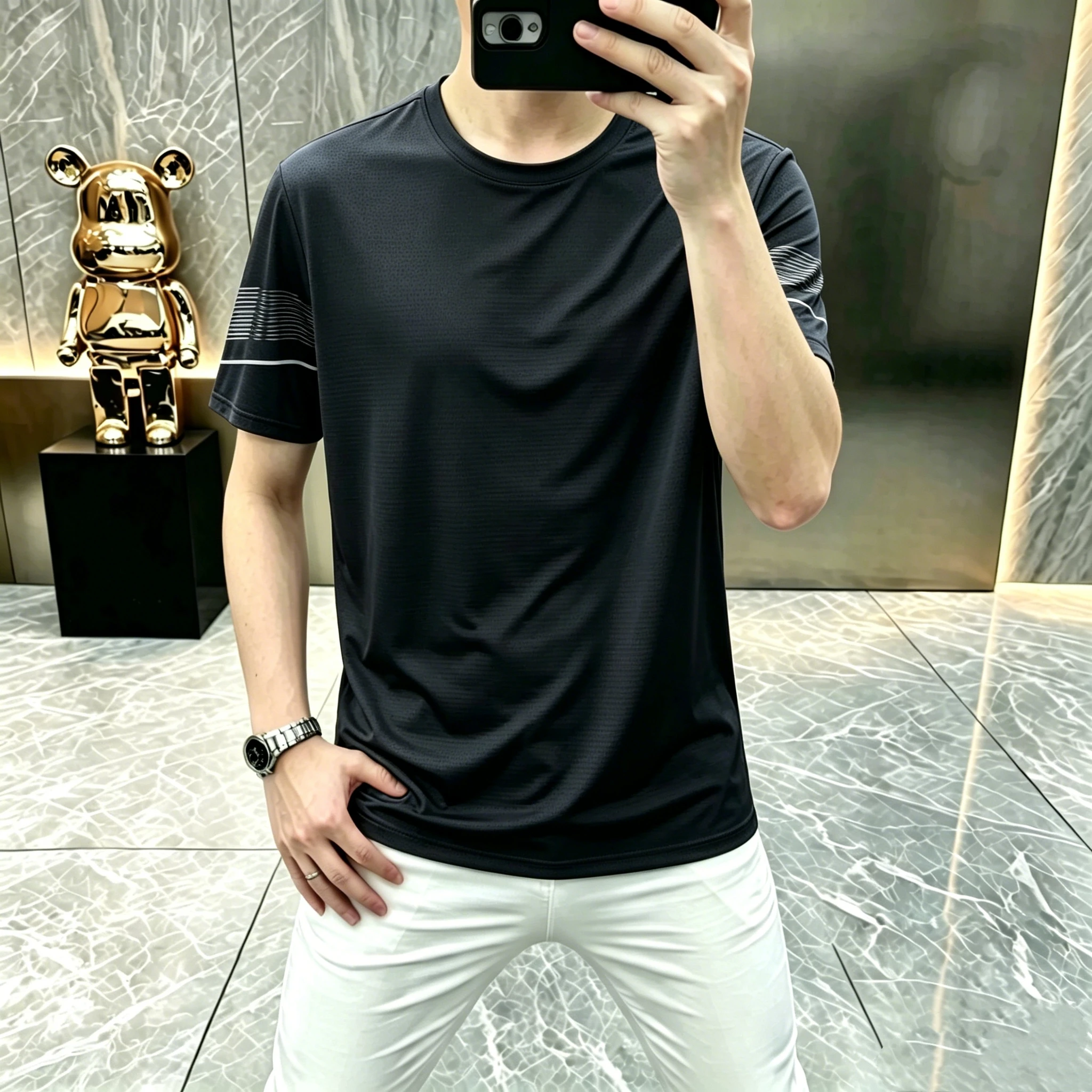 2026 Summer New Style Men's Fashion Casual Ice Silk Short-Sleeved T-Shirt Polo Shirt