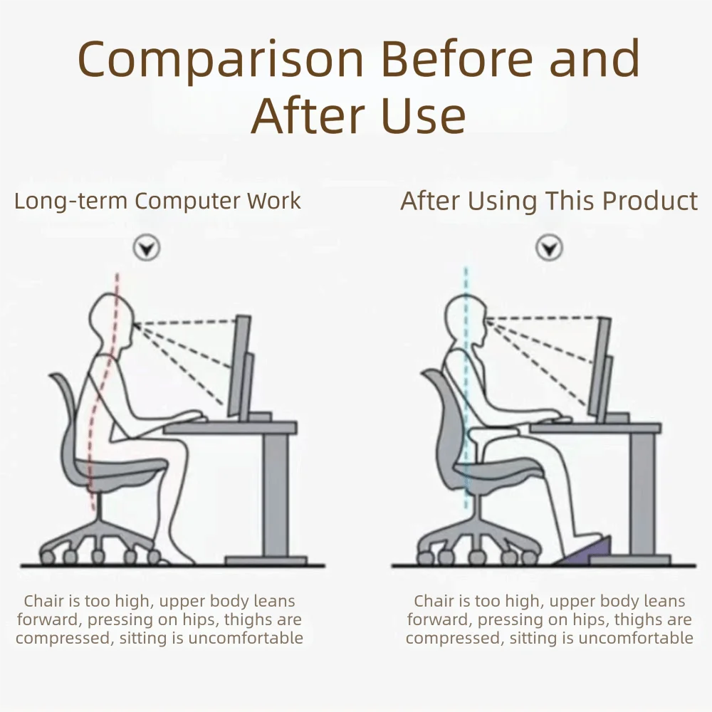 Ergonomic Under Desk Footrest Nonslip Bottom 6 Level Office Desk Leg Rest Comfortable Breathable Adjustable Footstool Bathroom