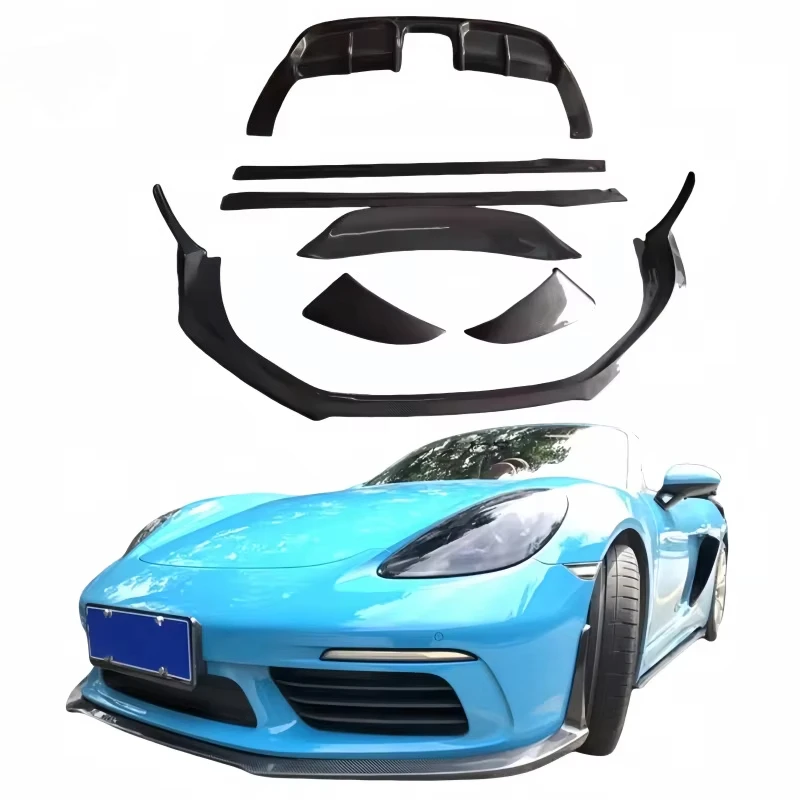 Top Carbon Fiber Front Lip Side Skirts Rear Diffuser Spoiler Body Kit for Porsche Cayman 718