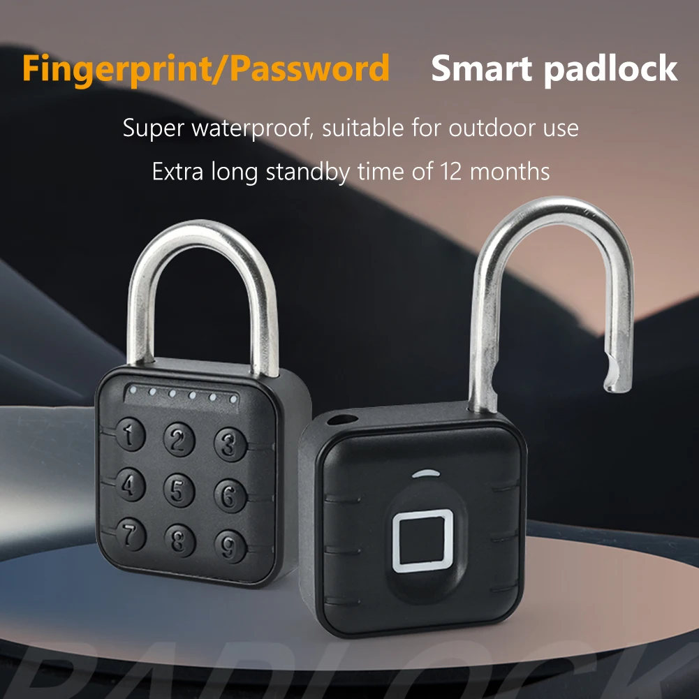 Bloqueio Keyless Fingerprint com Tuya APP Cadeado inteligente, fechadura da porta impermeável, 0.2sec desbloqueio, cadeado anti-roubo portátil para escritórios