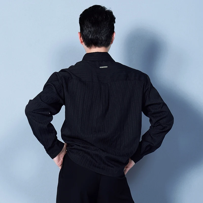 Camisa de baile latino para hombre, ropa de entrenamiento de salón, Top de baile transpirable para adultos, traje de escenario de baile de Tango Samba VBH1019, 2024