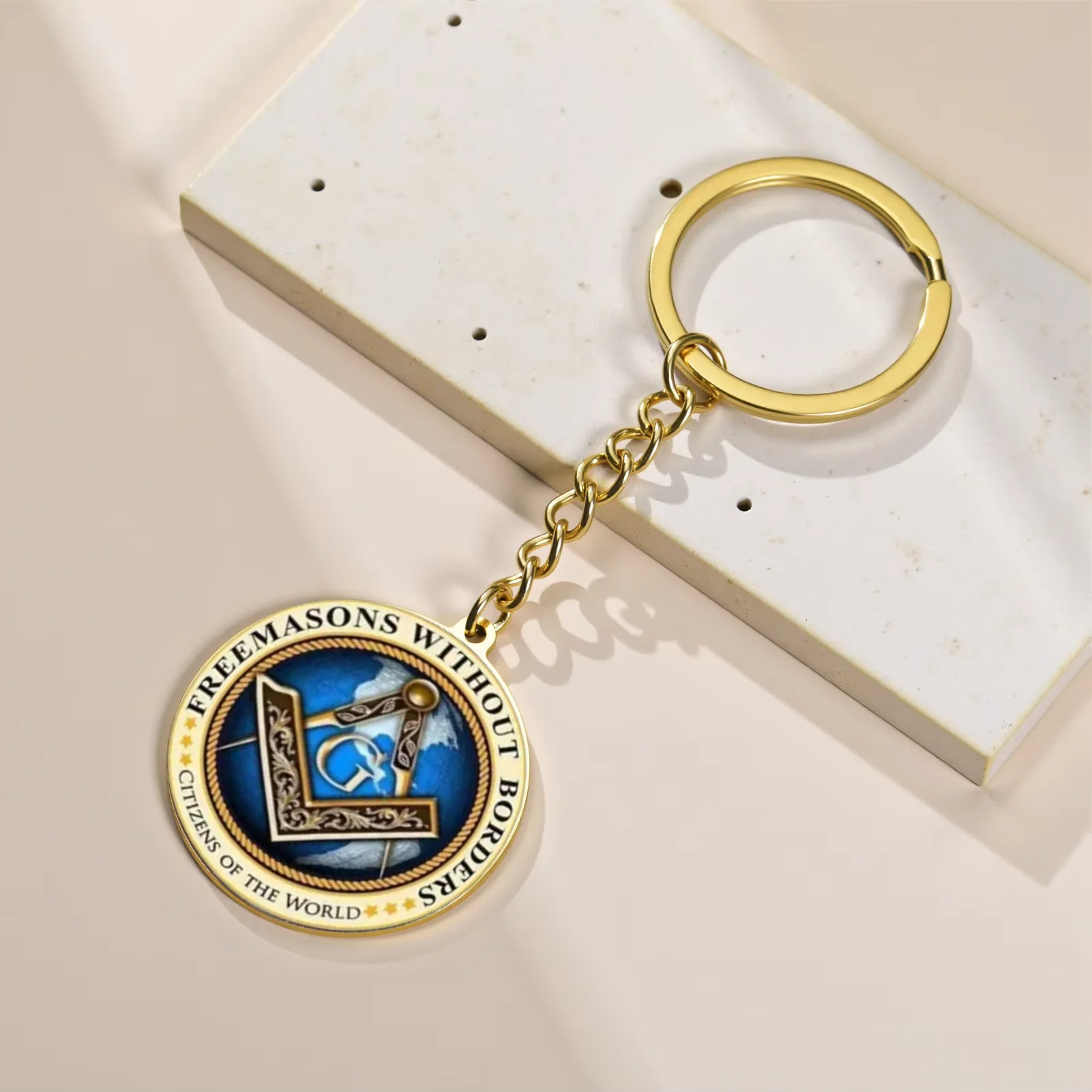 Amaxer Free Mason Custom Freemason Symbol Pendant Keychain for Women Men Retro Charm Masonic Jewelry Gift Accessories - Image 3