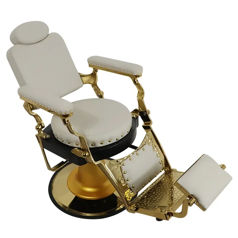 Retro men's oil head reclining barber beauty salon chair lifting large chassis hair cutting chair
