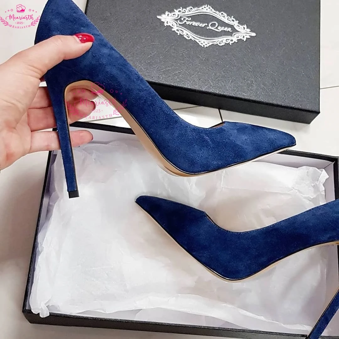 Meariasth Suede leather Women Pointed Toe Elegant Stiletto Pumps Classic High Heel Shoes women 10cm 12cm Color Customize DRESS