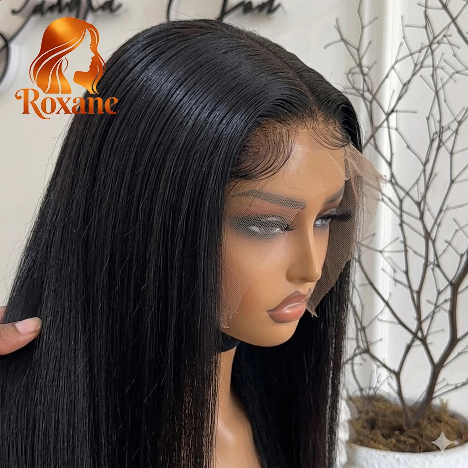 

Накладные прямые парики из натуральных волос Roxane 220% плотности, 13x6 HD Lace Frontal Wig, 30-40 дюймов, 13x4 бразильские предварительно подготовленные парики с фронтальной лентой для женщин