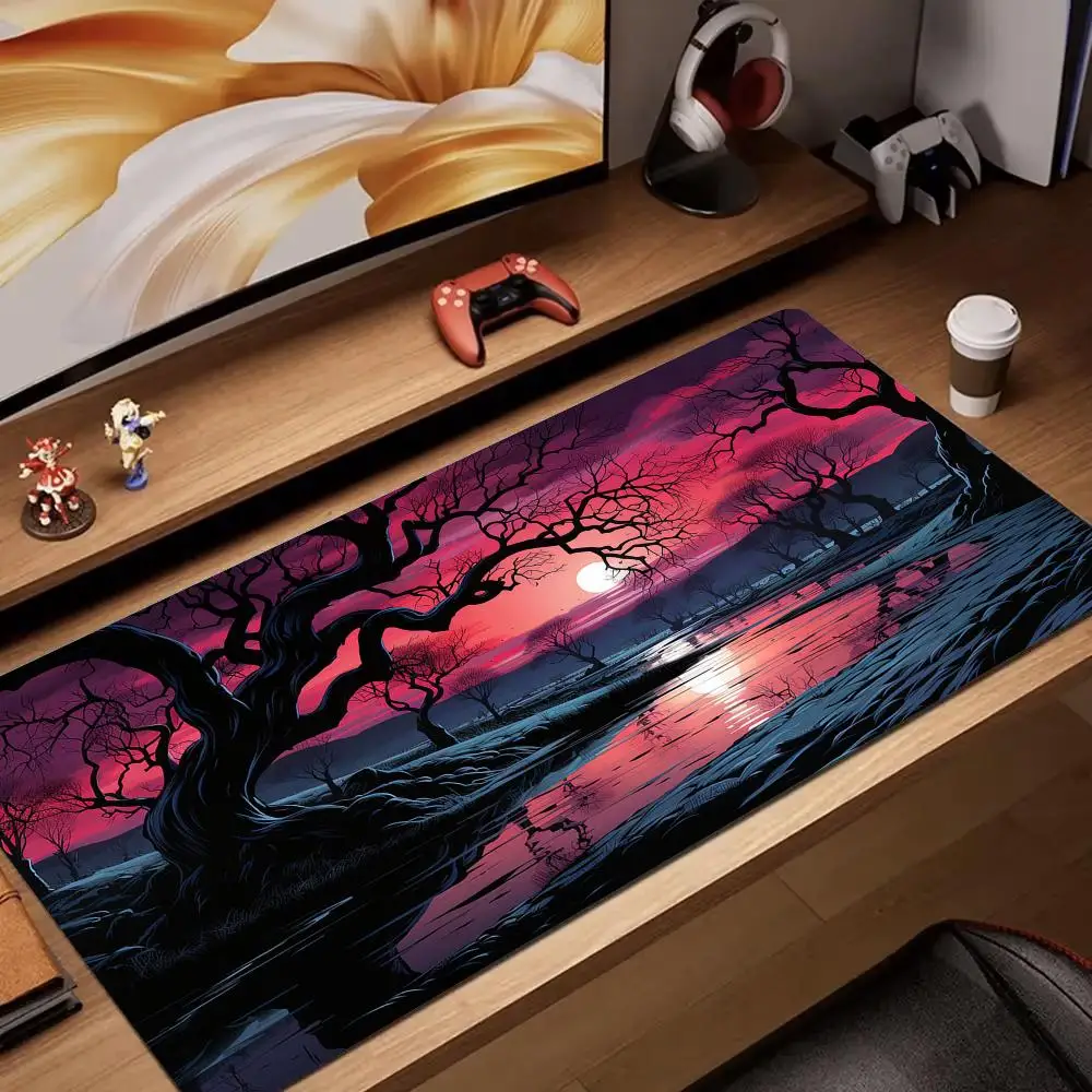 

Коврик для мыши с дизайном заката и пейзажа, резиновый противоскользящий настольный коврик, аксессуары для ПК, игровой коврик, клавиатура, коврик для мыши, подходит для работы и игр