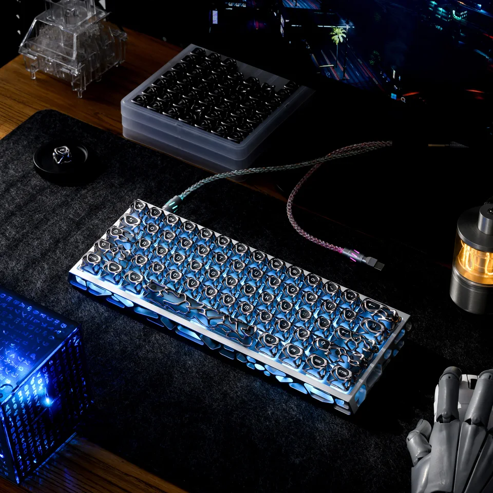 XVX 120-Key Gradient Sliver Shiny Translucent Keycaps with