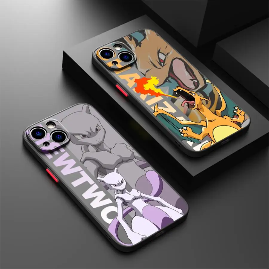 C-Charizard Mewtwo Phone Case for iPhone 16 15 11 12 13 14 Pro Max 16 Plus 12 Mini 7 8 XS 15Pro Shockproof Matte Cover