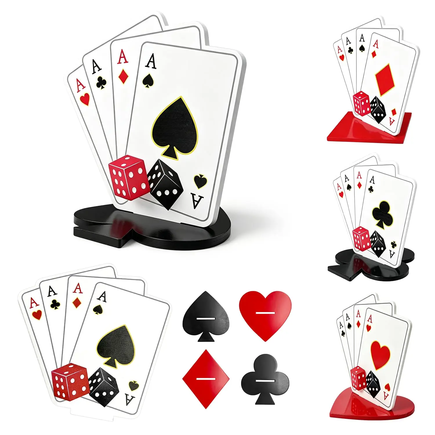 Casino Party Wooden Centerpieces 4 Sets Poker Theme Table Decor Kit for Birthday Game Night Party Favors