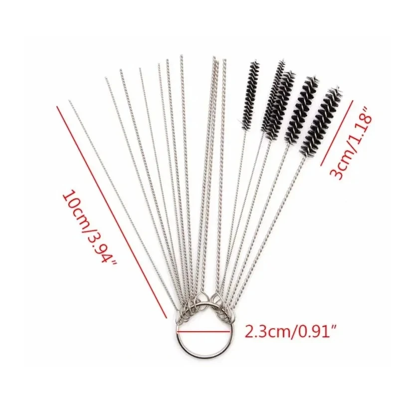 المكربن تنظيف أداة الكربون الأوساخ جت إزالة فرش الإبر لسيارة دراجة نارية الدراجة سكوتر ATV Carb Jets سلك نظافة أطقم #2