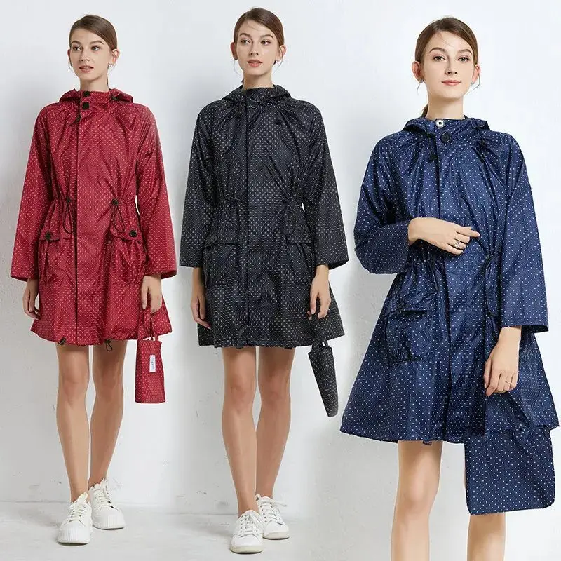 

Portable Raincoat for Women, Trench Coat, Waist Trimming Coat, Windproof Outdoor Hiking Raincoat, Fashion