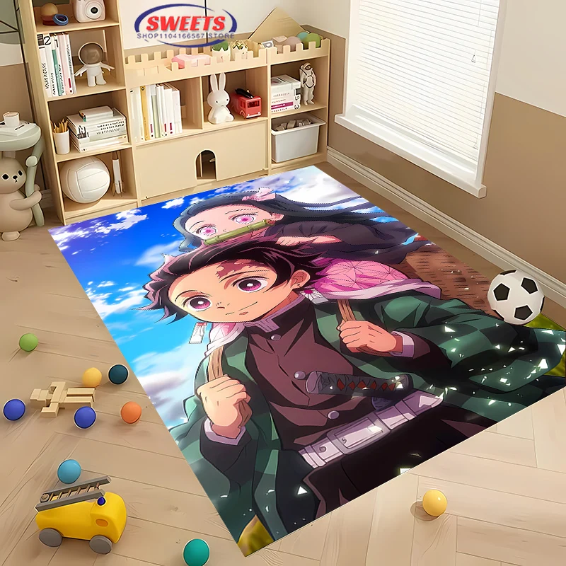 Demon Slayer: Kimetsu No Yaiba Tanjiro Arpet! Bedroom Floor Mat, Living Room Bed Mat, Non-slip Exquisite Home Decor, Durable Rug