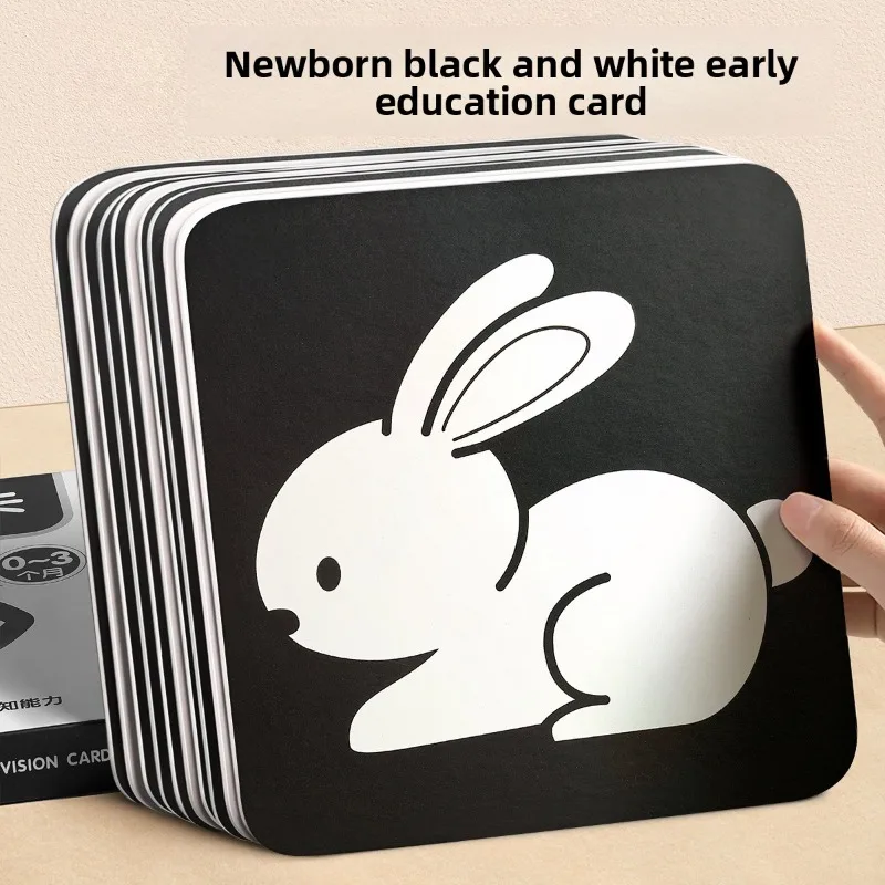 Carte noire et blanche pour nouveau-né, formation à la Stimulation visuelle, jouet de chasse pour bébé de 0 à 3 mois, carte couleur