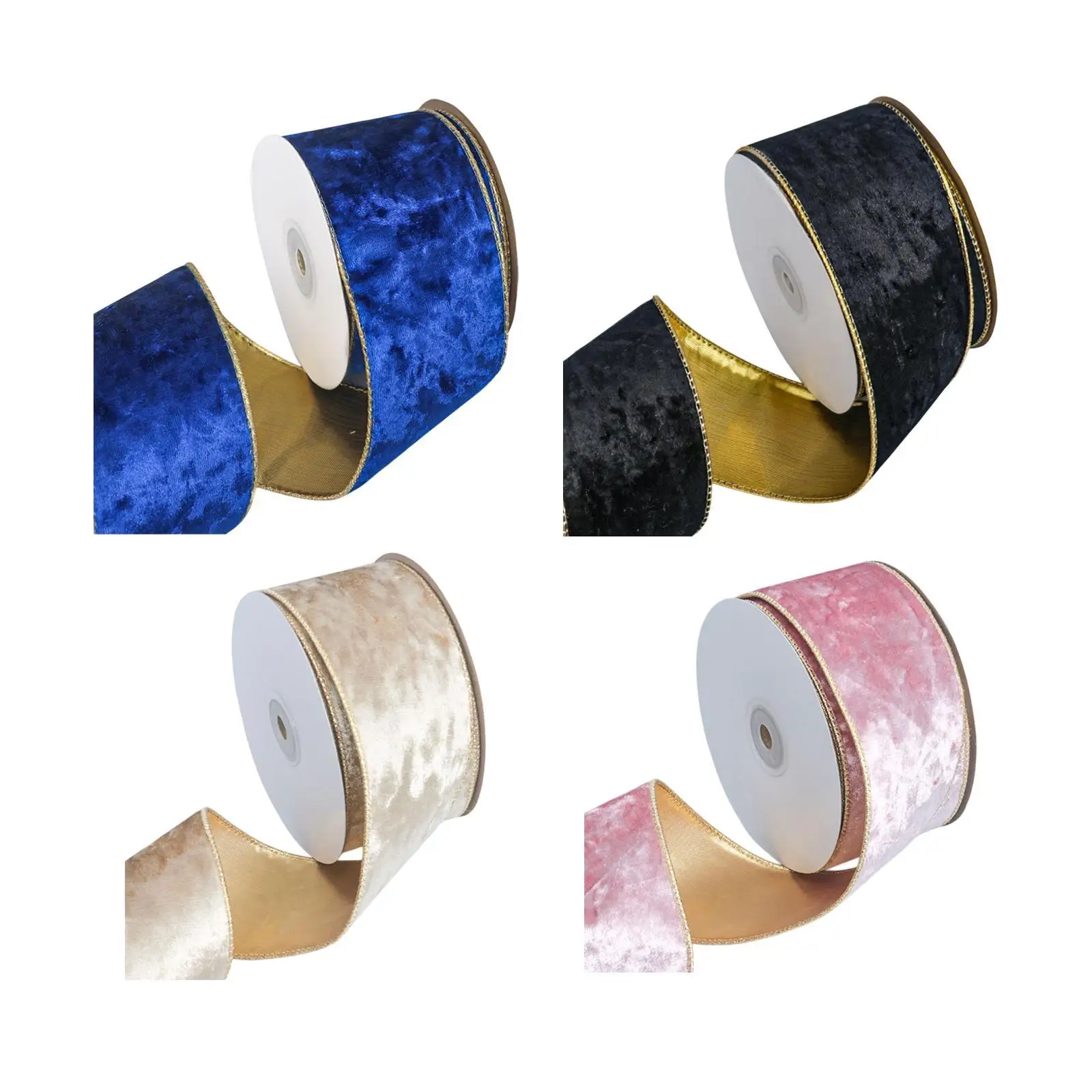 Christmas Ribbon Gift Wrapping Ribbon DIY Double Sided Wired Xmas Ribbon for Gift Box New Year Scrapbook Bows Gift Packaging