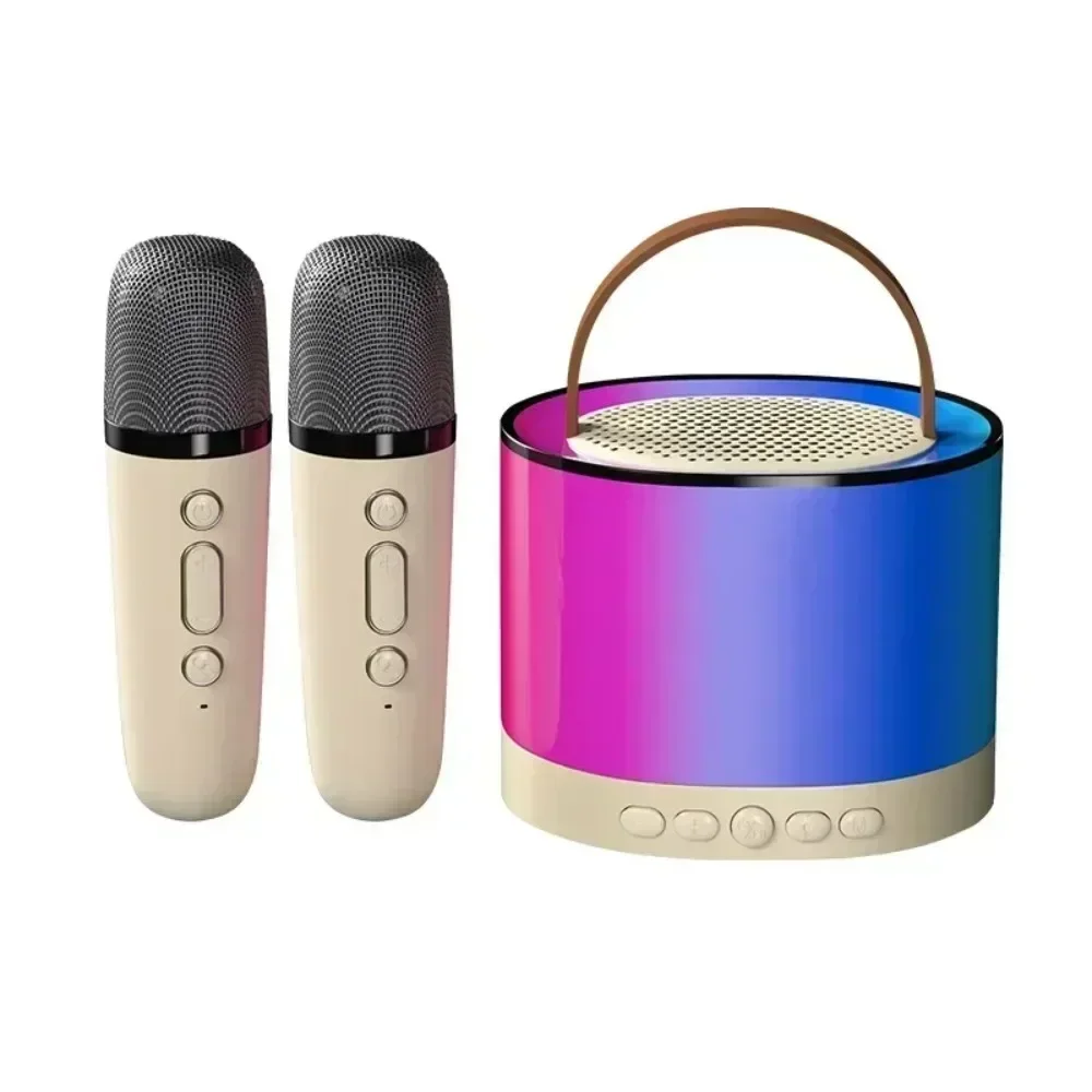 2024 RGB Light Wireless Bluetooth Speaker with Double Mic Portable Music Player Party Karaoke Machine for Child Home Xmas Gift 