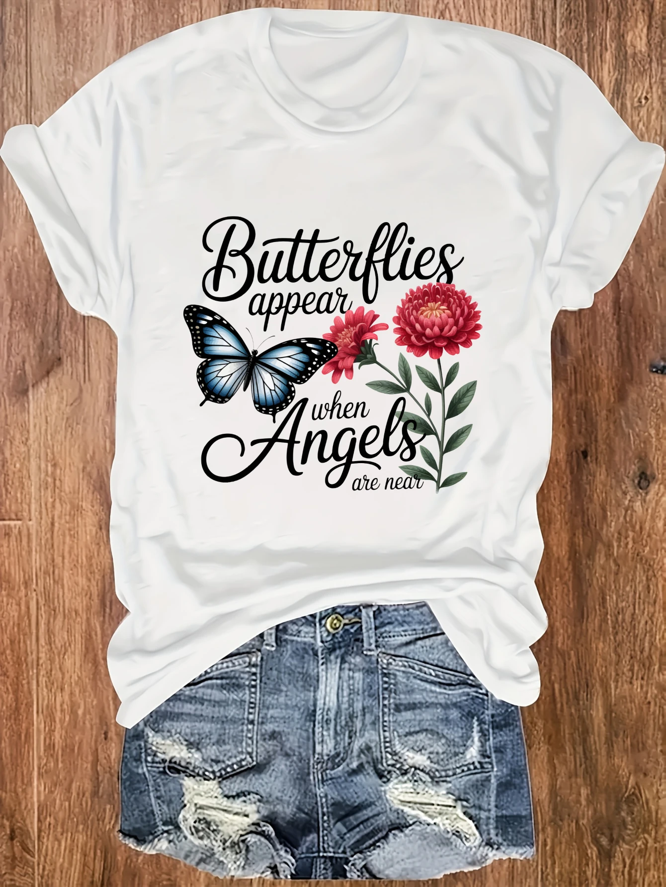 

women's plus size tank top Butterflies Appear When Angels Are Near Suitable for sports and daily wear Sleeveless casual top,