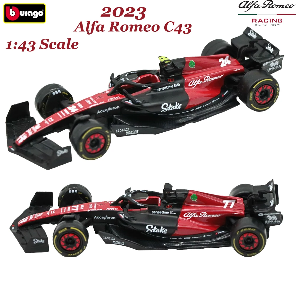 

Гоночные автомобили Bburago 2023 F1 Alfa Romeo C43 #77 #24, автомобили 1:43, литые модели автомобилей из сплава, коллекция для взрослых