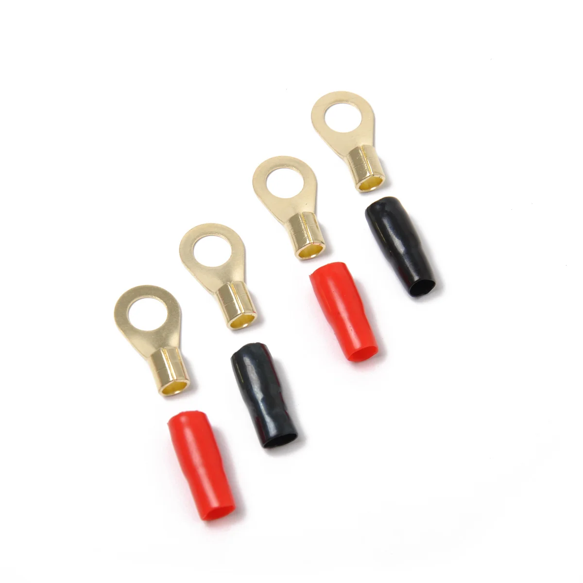 

5pcs 8 Gauge Fork Terminal Connectors Crimp Terminals For Speaker Wire Tin Plated Copper Spade Terminal 8Ga Red Black Cable