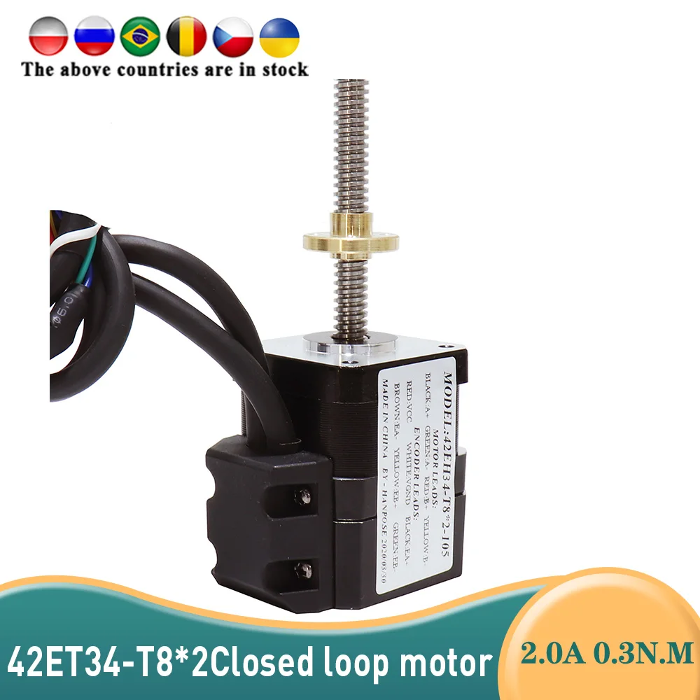 NEMA17 Closed loop screw motor 2A 0.3N.m Step-servo motor 42ET34-T8*2 300mm+ CL42 Servo Driver CNC Controller Kit for 3D printer