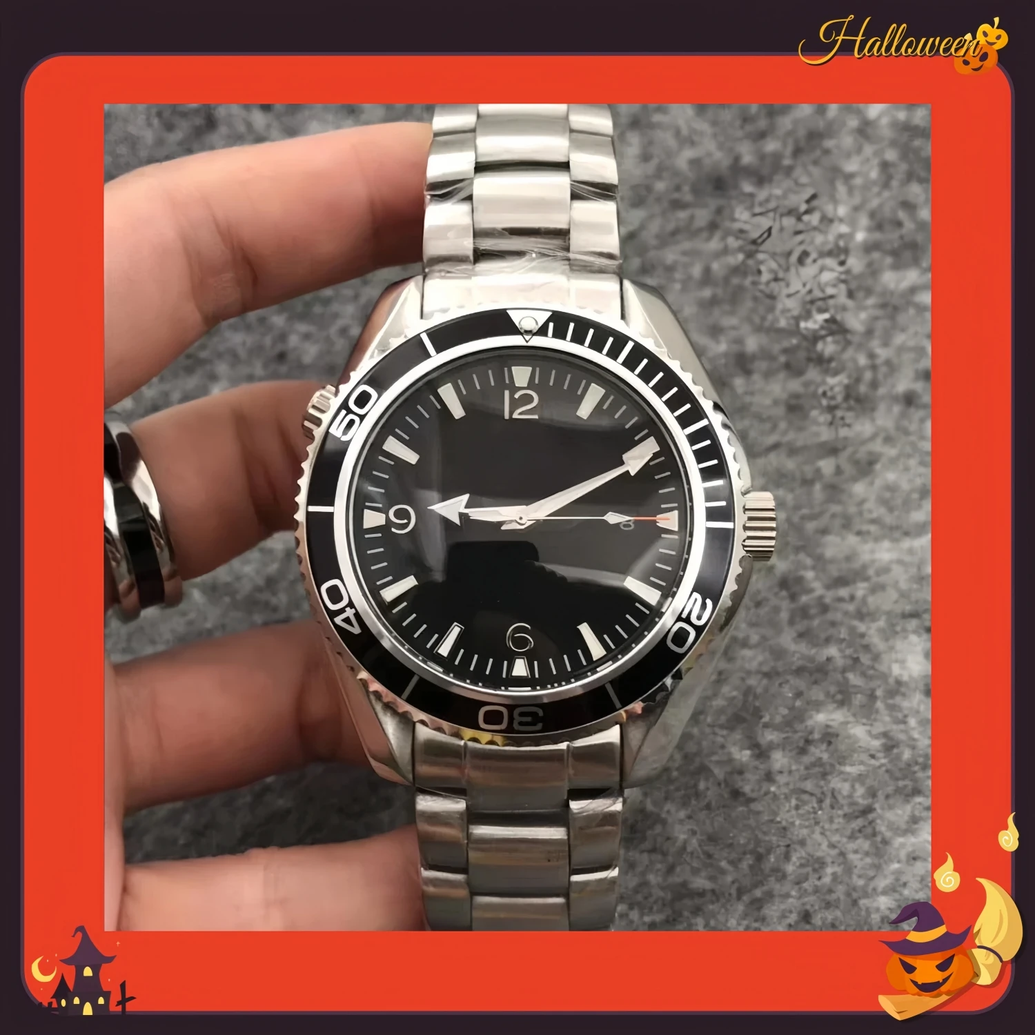 ساعة ميكانيكية للرجال من مارين كوزموس ستانلس ستيل Relogio Masculino أسود أزرق سيراميك عتيق ساعة أوتوماتيكية