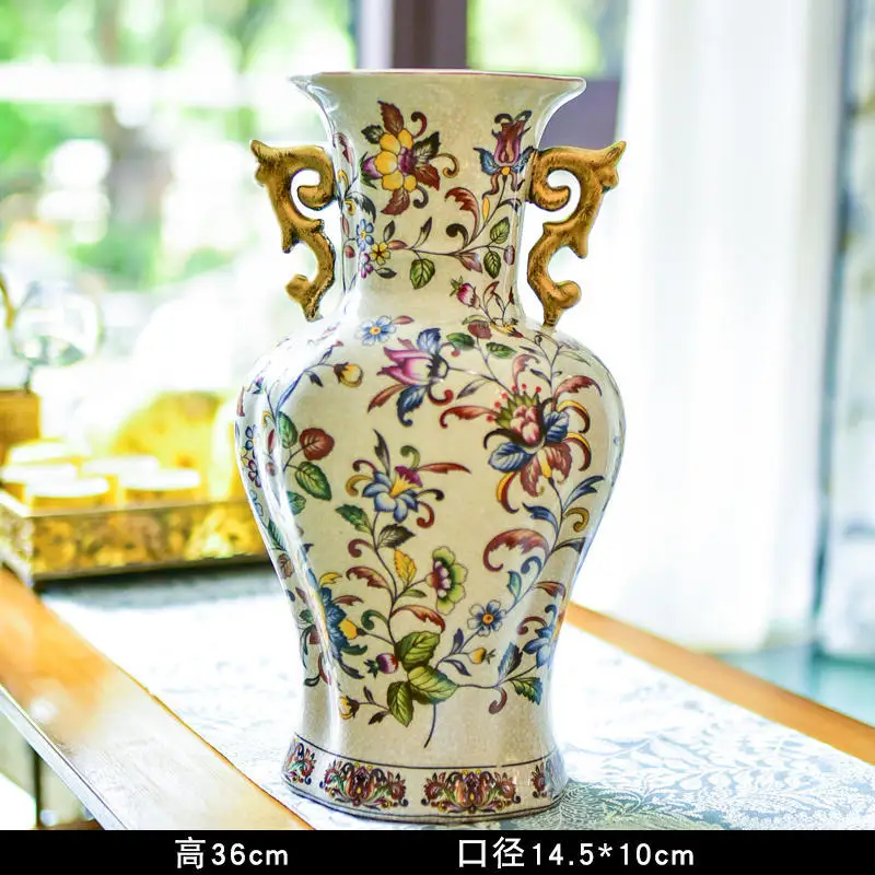 Wine cabinet decorations Retro ceramic vase Chinese style living room antique shelf antique appreciation bottle home decor