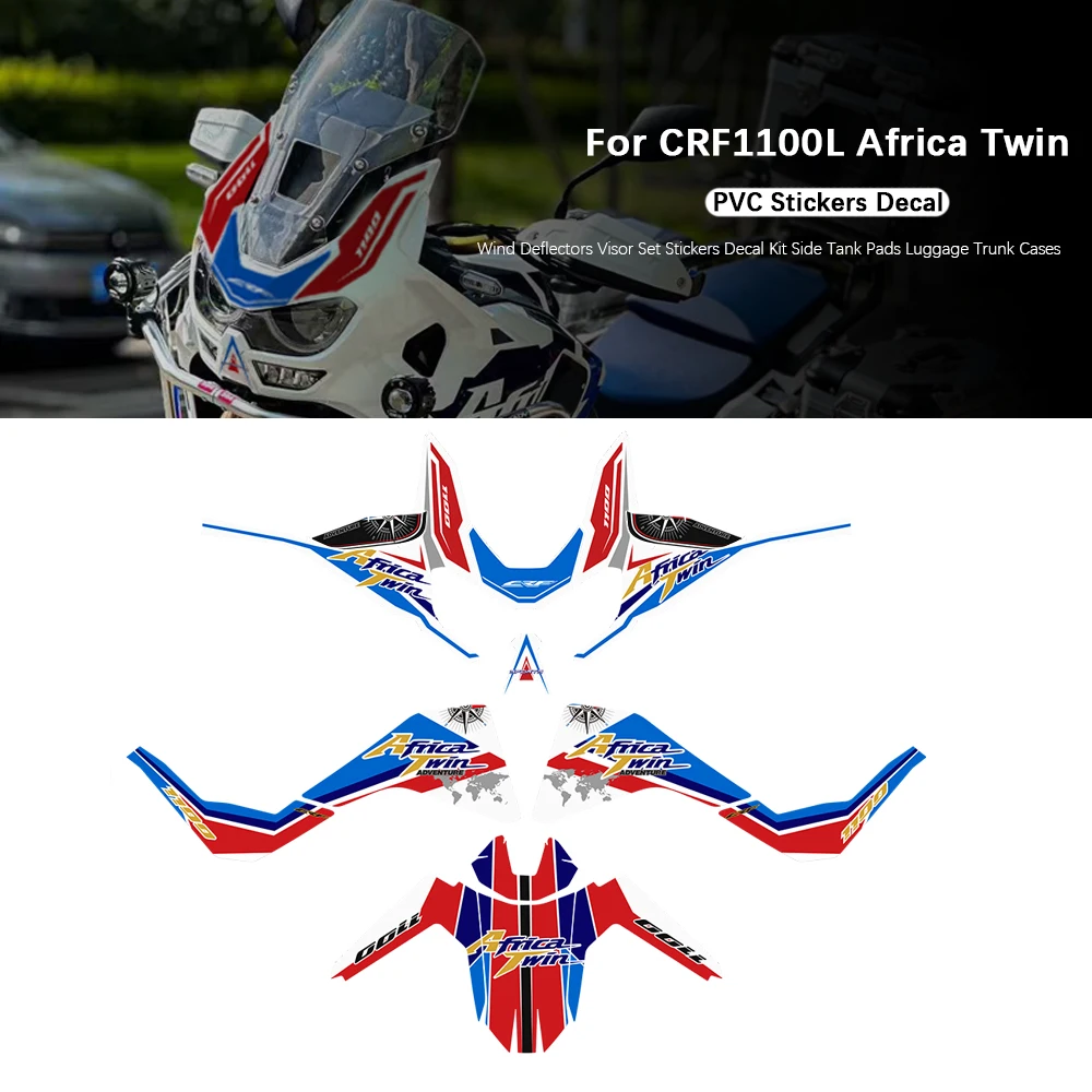 Motorcycle For CRF1100 CRF 1100L L1 L2 Africa Twin Adventure Sport Wind Deflectors Visor Set Stickers Decal Kit Side Tank Pads