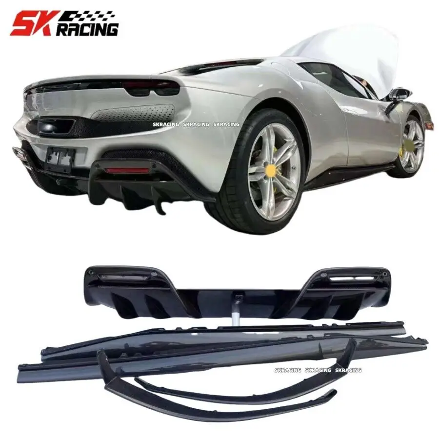 Hot Sales Body Kits Fits 2022-2024 Ferrari 296 GTB Dry Carbon Fiber Front Lip+Rear Lip+Side Skirts