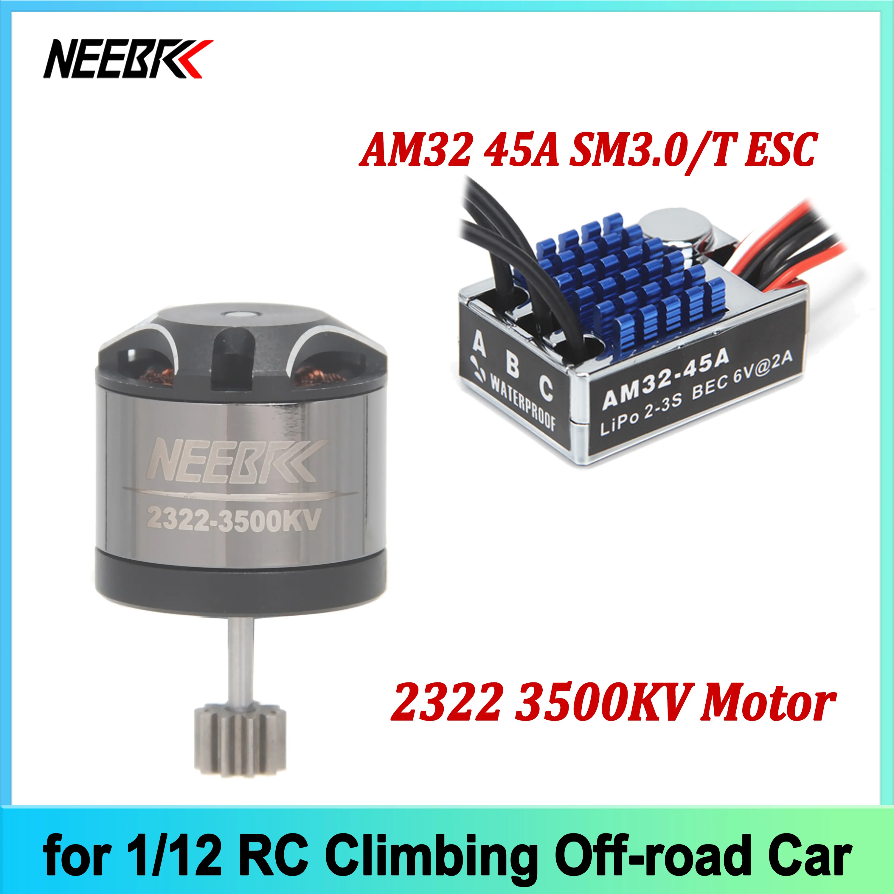 NEEBRC 2322 3500KV Crawler Brushless Motor AM32 45A ESC SM3.0/T-Stecker für 1/12 RC Kletter-Offroad-Auto Teile MN82 MN99S MN168