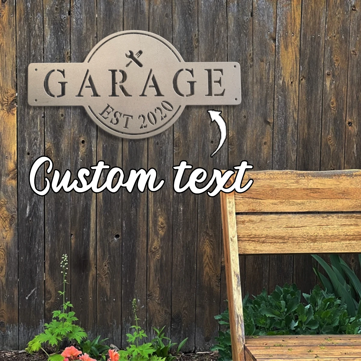 1pc Custom Garage Tools Style Metal Wall Door Plaque,Home Room Garden Garage Door Fence Farm Decor,House Seasonal Family Gift