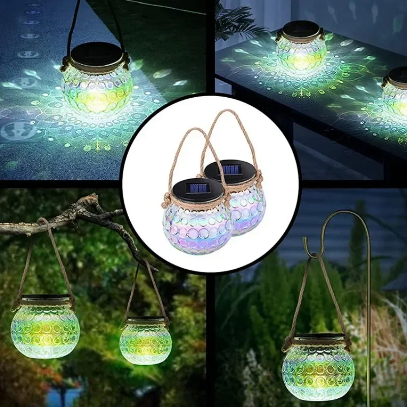Solar LED Glass Jar Lamp - Outdoor Courtyard Crack Decoration & Ambient Atmosphere Lighting