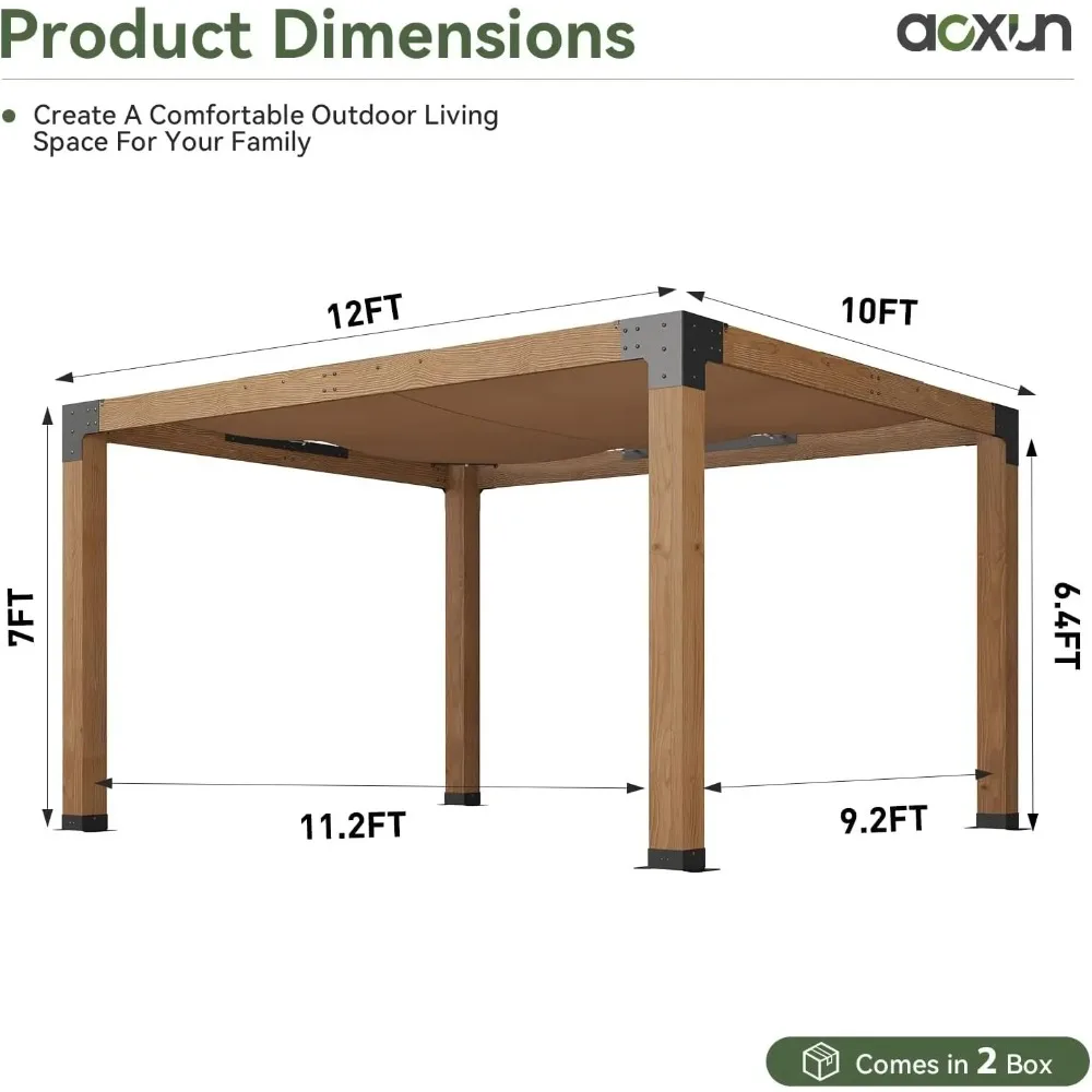 10x12 Wooden Pergola, Outdoor Solid Cedar Wood Pergola Kit Heavy-Duty Sun Shade Canopy, All-Season Durability, High-Wind Rating