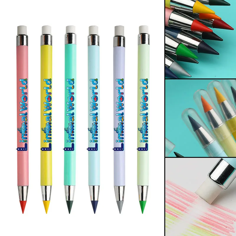 海洋生物をテーマにした色付きの永遠の鉛筆、水中世界、削らない鉛筆、学生用筆記ペン12本