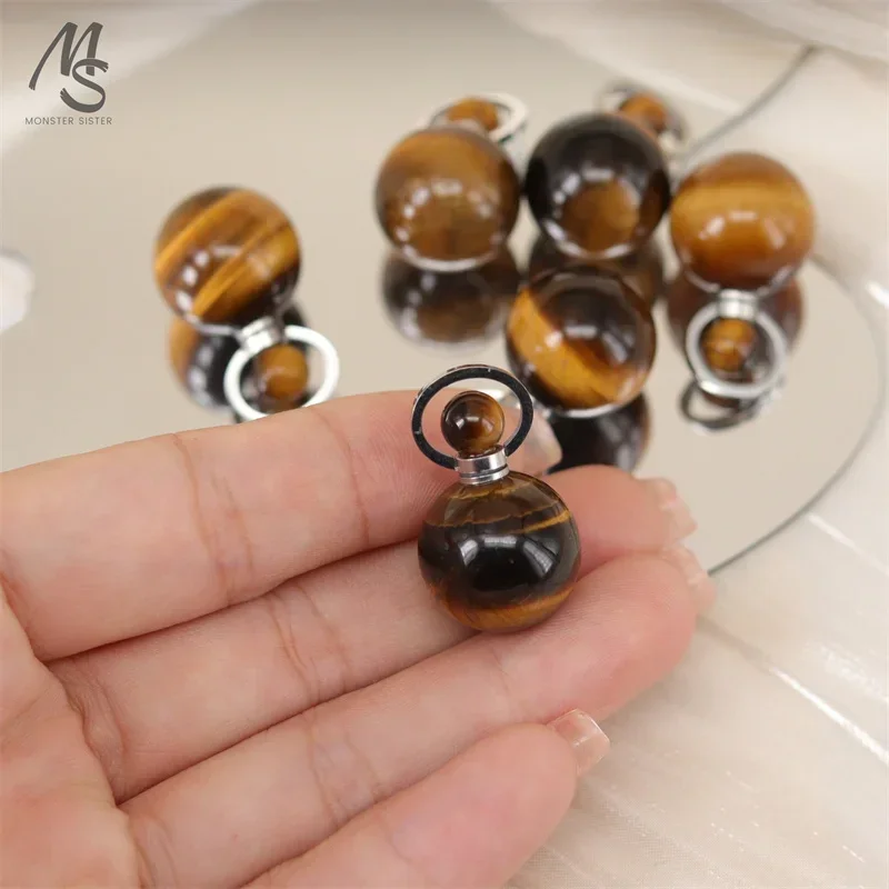 1Pc Crystals Perfume Bottle Pendant Essential Oil Bottling Bottle for Confidence Courage Nature Tiger‘s Eye The Meaningful Gift