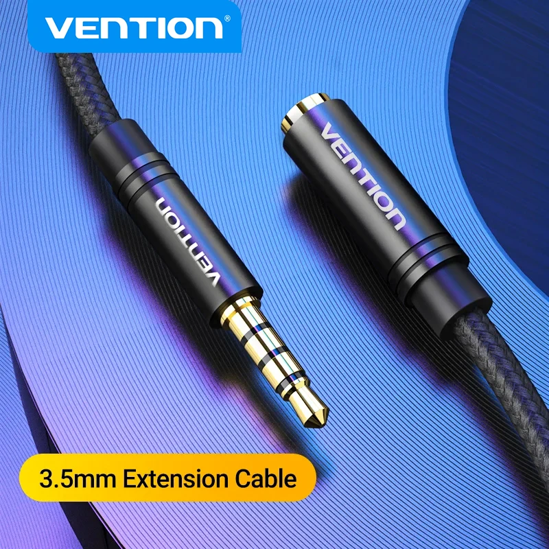 כבל הארכה Vention Jack 3.5 Aux עבור מחשב נייד מיני PC TV Xiaomi Huawei סטריאו 3.5 mm Jack כבל אוזניות רמקול Auxiliar