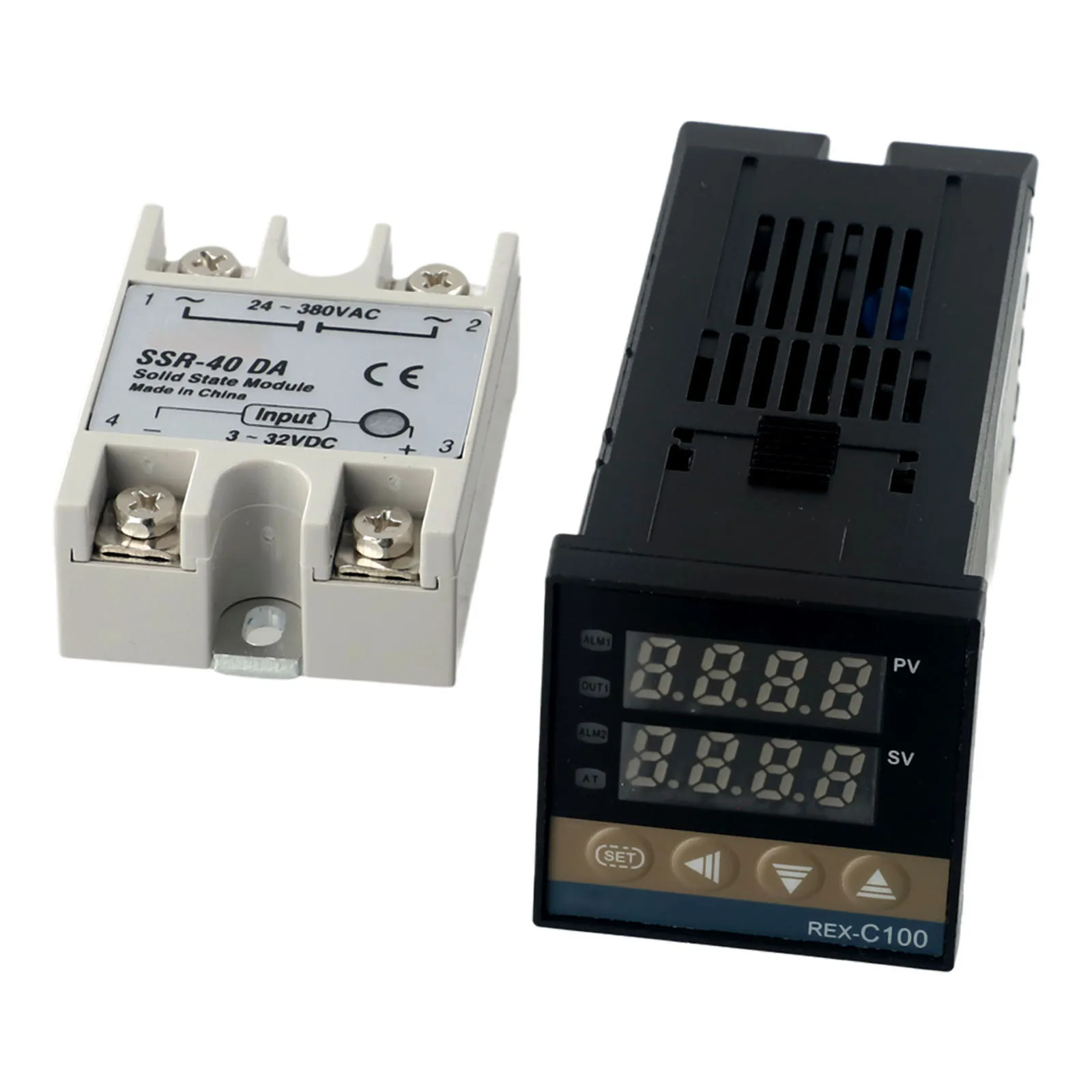 Precise Temperature Control Set for Solid State Relay REX C100 PID Controller 40A SSR K Thermocouple Heat Sink Kit