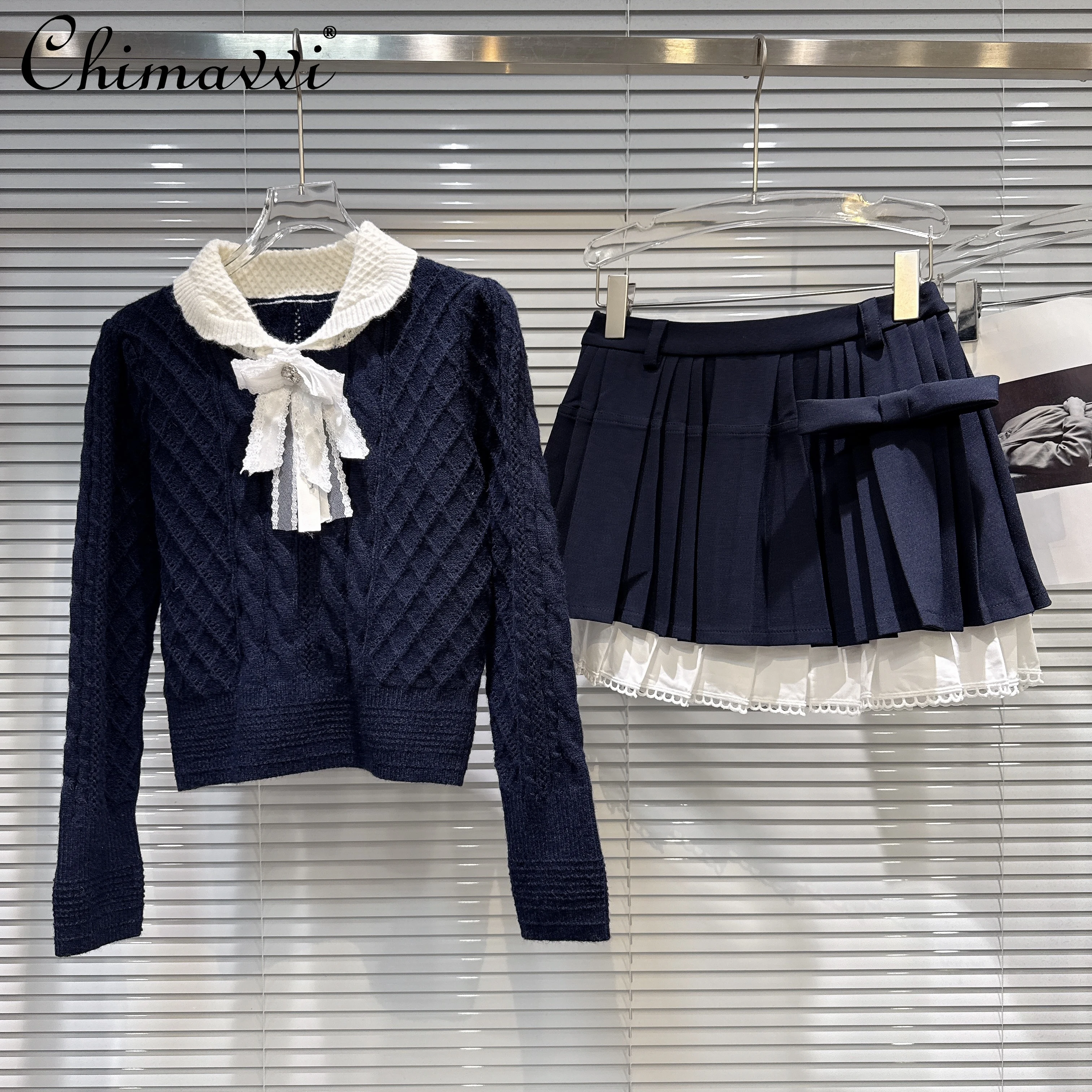 

Korean Elegant Casual Preppy Style Doll Collar Bow Long Sleeve Versatile Casual Knitted Tops Pullover Sweater for Women Autumn